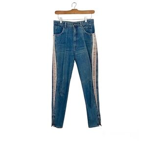 90s LA Gear Jeans 28 Cutout Skinny Mom Jeans High Waist ANKLE ZIP Jeans Denim